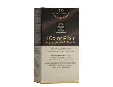 Apivita My Color Elixir Permanent Hair Color, Μόνιμη Βαφή Μαλλιών  5.0 Καστανό Ανοιχτό, Promo -20%, 1τμχ
