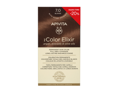 Apivita Promo -20% My Color Elixir Permanent Hair Color, Μόνιμη Βαφή Μαλλιών 7.0 Ξανθό, 1τμχ