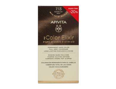 Apivita My Color Elixir Promo -20%, Μόνιμη Βαφή Μαλλιών No 7.13 Ξανθό Σαντρέ Μελί, 50+75ml, 1τμχ