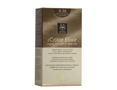 Apivita Elixir Permanent Hair Color, Μόνιμη Βαφή Μαλλιών  9.38 Ξανθό Πολύ Ανοιχτό Μελί Περλέ, Promo -20%, 1τμχ