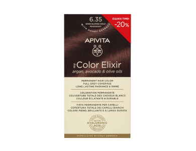 Apivita My Color Elixir Promo -20%, Μόνιμη Βαφή Μαλλιών No 6.35 Ξανθό Σκούρο Μελί Μαονί, 50+75ml, 1τμχ