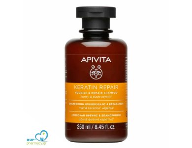 Apivita Keratin Repair Nourish & Repair Shampoo with Honey & Plant Keratin - Σαμπουάν Θρέψης & Επανόρθωσης με μέλι & φυτική κερατίνη, 250ml