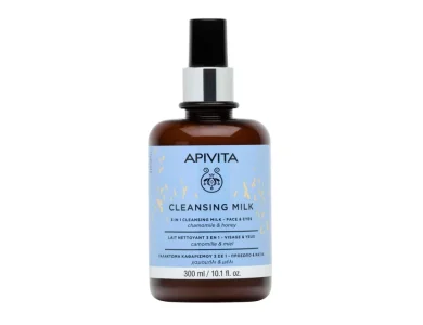 Apivita Cleansing Milk Limited Edition Γαλακτωμα Καθαρισμού 3 σε 1 για Προσωπο & Ματια με Χαμομήλι & Μέλι, 300ml