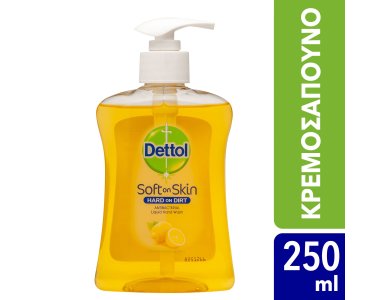 Dettol Liquid Soap Citrus, Αντιβακτηριδιακό Υγρό Κρεμοσάπουνο με Εκχύλισμα Κίτρου, 250ml