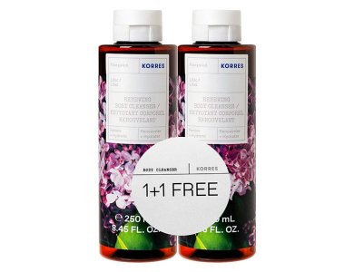 Korres Renewing Body Cleanser Lilac Αφρόλουτρο Gel Πασχαλιά,  1+1 Δώρο, 2x250ml