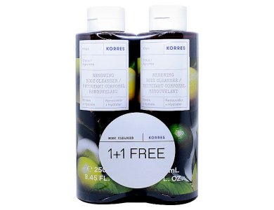 Korres Body Cleanser Citrus & Agrumes Αφρόλουτρο Σώματος Κίτρο, 1+1 Δώρο, 2x250ml