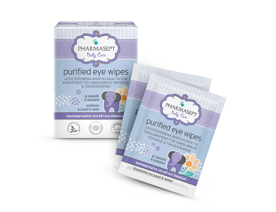Pharmasept Baby Care Purified Eye Wipes, Αποστειρωμένα Μαντηλάκια για τον Καθαρισμό της Οφθαλμικής Περιοχής και των Βλεφάρων, 10τμχ
