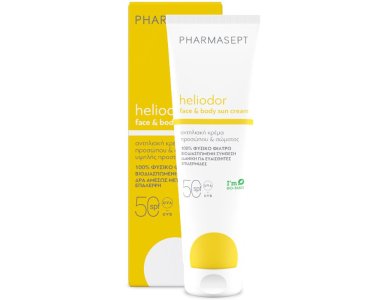 Pharmasept Heliodor Face & Body Sun Cream Spf50, Αντηλιακή Κρέμα Προσώπου & Σώματος Υψηλής Προστασίας, Ευρέως Φάσματος, με 100% Φυσικό Φίλτρο, 150ml
