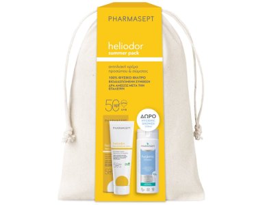 Pharmasept Promo Heliodor Summer Pack, Face & Body Sun Cream Spf50 Αντηλιακή Κρέμα Προσώπου-Σώματος 150ml, +Δώρο Hygienic Shower Αφρόλουτρο με Ήπια Αντισηπτική Δράση 250ml