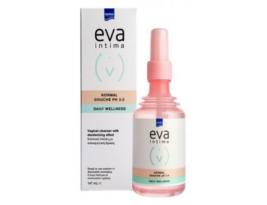 Intermed Eva Intima Normal Douche pH 3.0 Κολπική Πλύση, Απομάκρυνση Εκκρίσεων & Δυσάρεστων Οσμών, 147ml