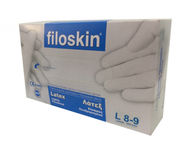 Filoskin Γάντια Latex μιας Χρήσεως Ελαφρώς Πουδραρισμένα 8-9 Large (100τεμ)
