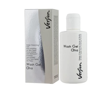Version Derma Wash Gel AHA, Ειδικό Τζελ για τον Καθημερινό Καθαρισμό Προσώπου & Σώματος για Όλες τις Επιδερμίδες, 200ml