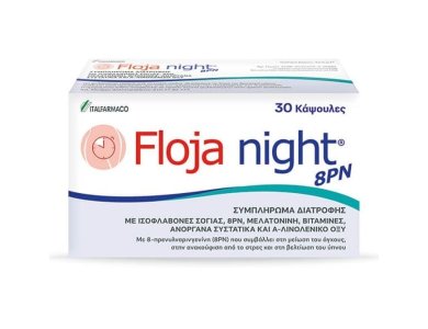ITF Floja Night 8PN, Συμπλήρωμα Διατροφής για την Αντιμετώπιση των Συμπτωμάτων της Εμμηνόπαυσης, 30caps