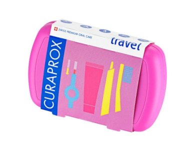 Curaprox Travel Set Πακέτο Στοματικής Υγιεινής Ταξιδίου Χρώμα Ροζ 5 Τμχ
