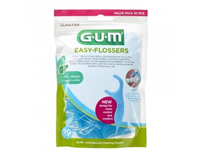 Gum (890) Easy Flossers New,  Κηρωμένο Οδοντικό Νήμα με Γεύση Μέντας,  90τμχ
