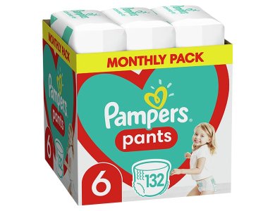 Pampers Pants No.6 Monthly Pack (15+kg), Βρεφικές Πάνες Βρακάκι, 132τμχ