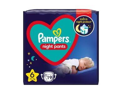 Pampers Night Pants No 6, Πάνες Βρακάκι Νυκτός, για Στεγνές Νύχτες, Μέγεθος 6 (15kg+), 19τμχ