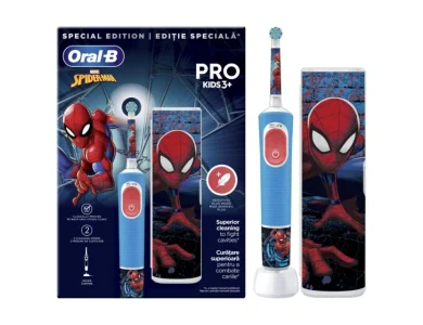Oral-B Vitality Pro Kids Spiderman Ηλεκτρική Οδοντόβουρτσα 3 Ετών+, 1τμχ & Θήκη Ταξιδιού