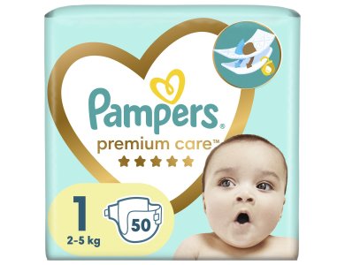 Pampers Premium Care Πάνες με Αυτοκόλλητο No 1 για 2-5kg Newborn, 50τμχ