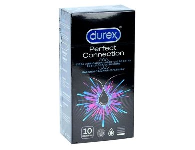 Durex Perfect Connection Προφυλακτικά με Extra επίστρωση Λιπαντικού, Διαφανή προφυλακτικά από φυσικό ελαστικό λάτεξ που προσφέρουν επιπλέον λίπανση για πιο ομαλή, ολισθηρή αίσθηση. 10τμχ