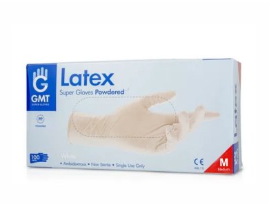 GMT Latex Super Gloves Powdered Medium, Εξεταστικά Γάντια Λάτεξ με Πούδρα, 100τμχ