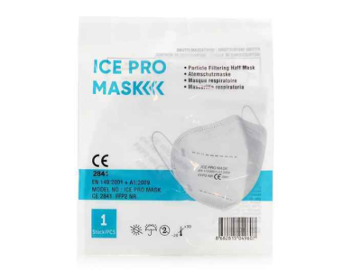 Ice Pro Protective Mask, Μάσκα Προστασίας FFP2 KN95 σε Λευκό χρώμα, 1τμχ