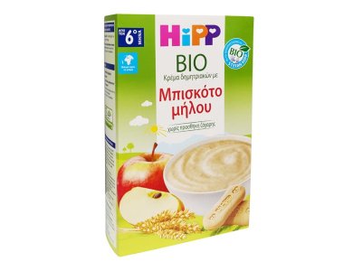 Hipp Bio, Βιολογική Κρέμα Δημητριακών με Μπισκότο Μήλου χωρίς Προσθήκη Ζάχαρης από τον 6ο μήνα, 250gr